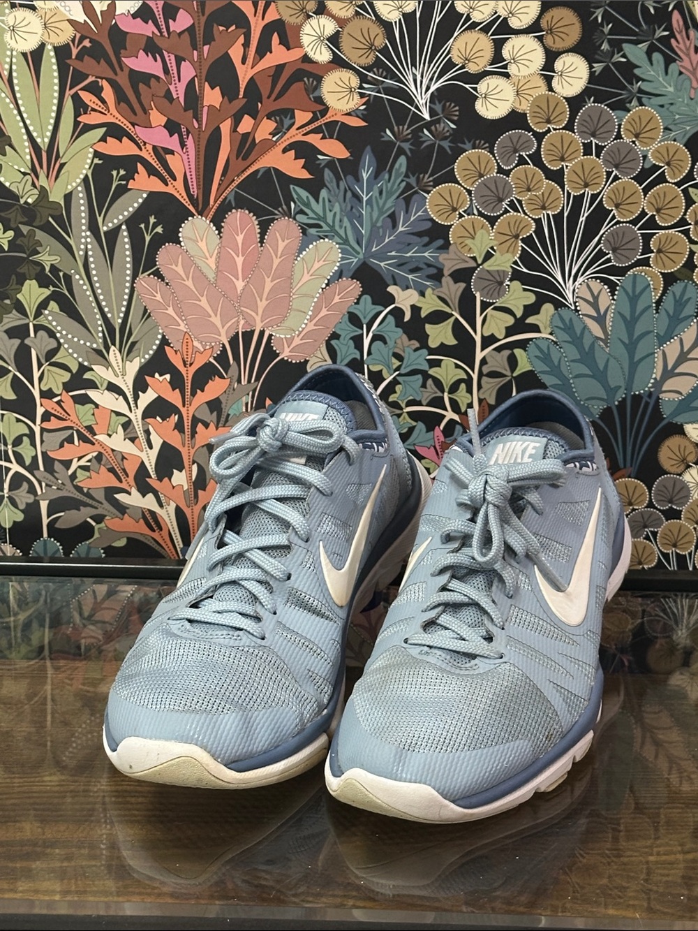 Nike Powder Blue Athletic Sneakers with White Swoosh